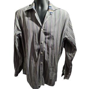 Tailorbyrd Egyptian Cotton Striped Dress Shirt Multicolor Mens Size Large